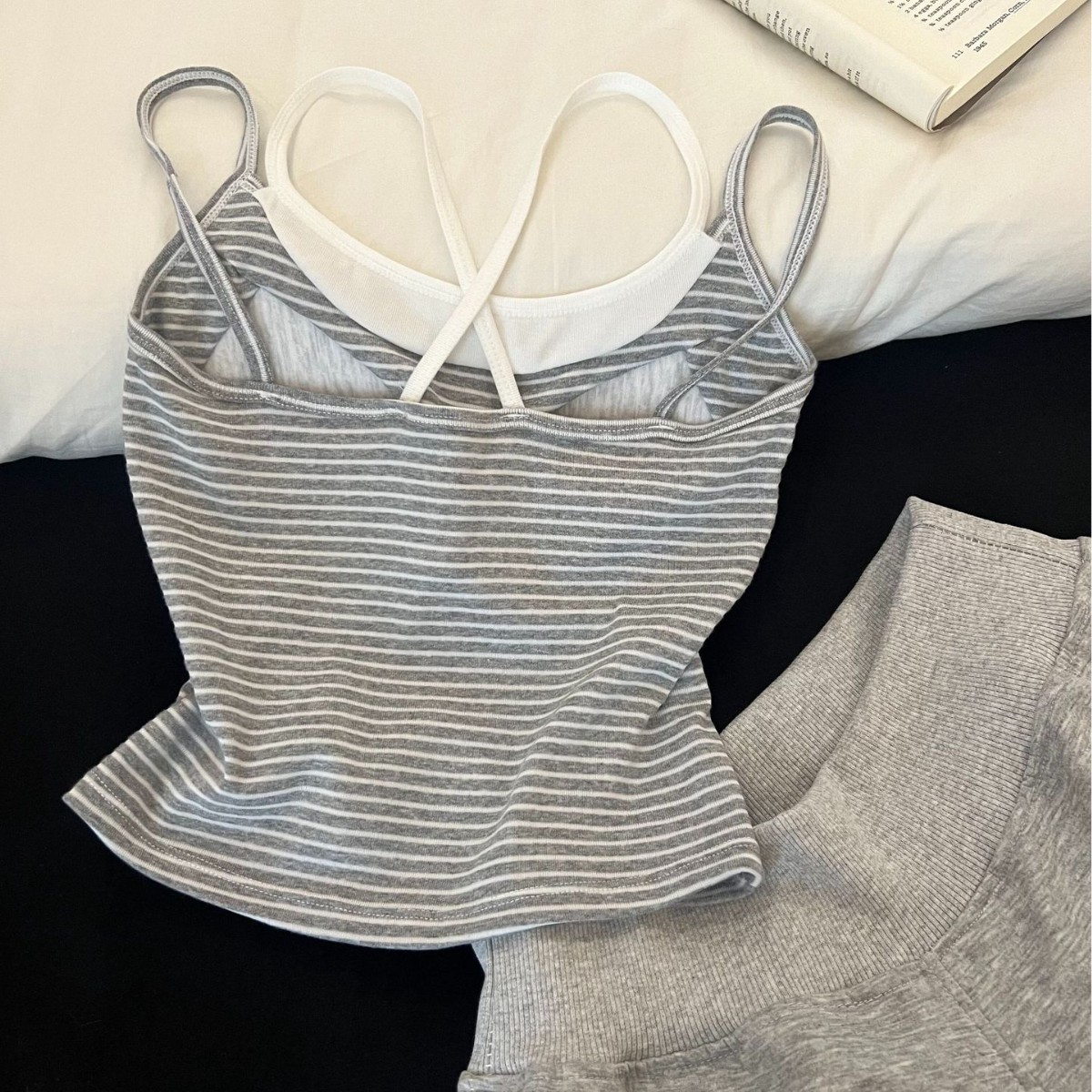 Lazy Simple Striped Padded Cam - Suspender Tank Top review and price